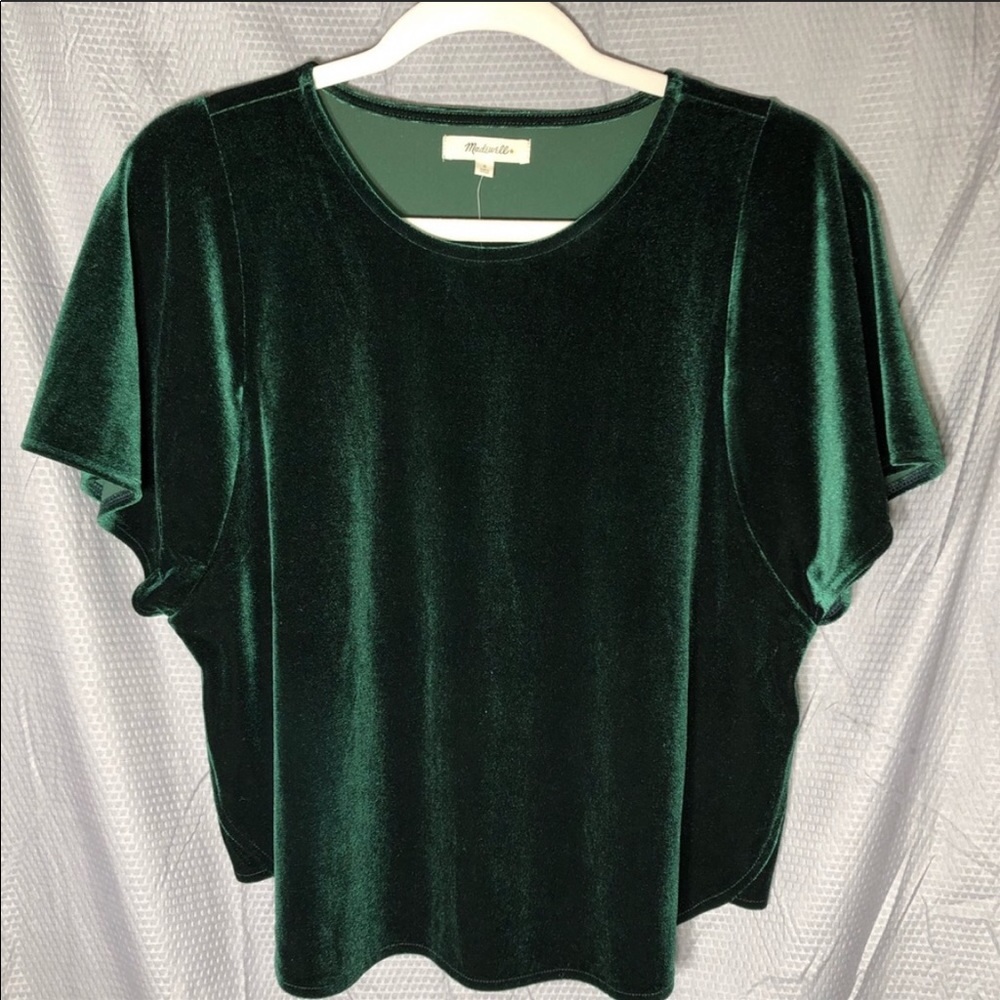 Madewell velvet emerald green butterfly top size S - Picture 5 of 7